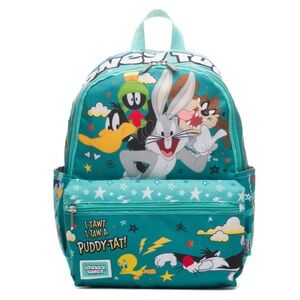 Warner Bros Looney Tunes Mini Nylon Backpack Classic Cartoon Characters Bag 13”
